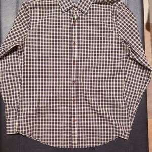 VINCE Men's Plaid Navy/Yellow Button Down Shirt Sz M